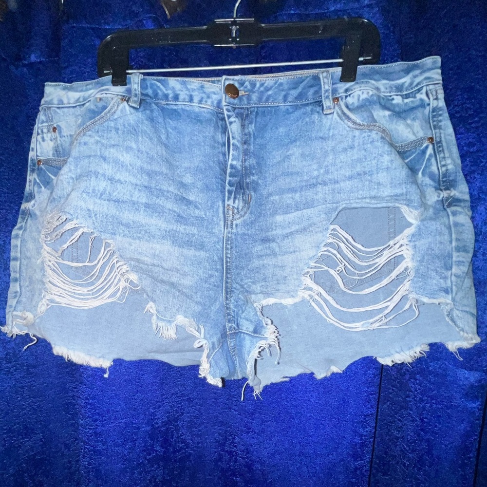 Light wash high waist plus size Jean shorts